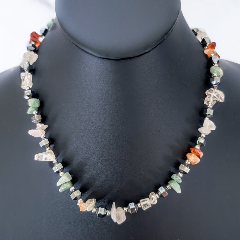 Vintage Necklace Semi Precious Stone Necklace Choker 16"